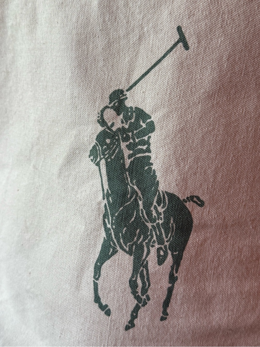 Ralph Lauren Cream & Green Organic Cotton Canvas Tote Bag - Picture 3 of 7